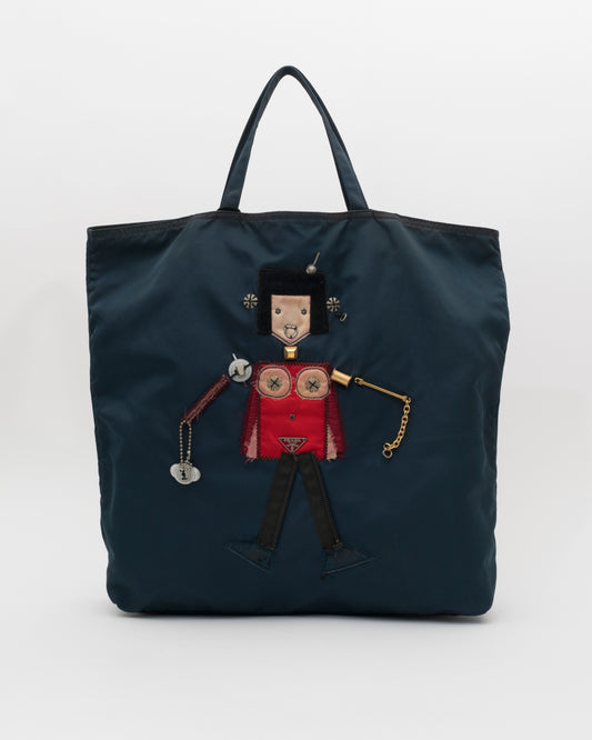 2005 PRADA Navy Robot Tote (as is)