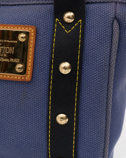 2000s LOUIS VUITTON Blue Antigua Cabas PM Bag