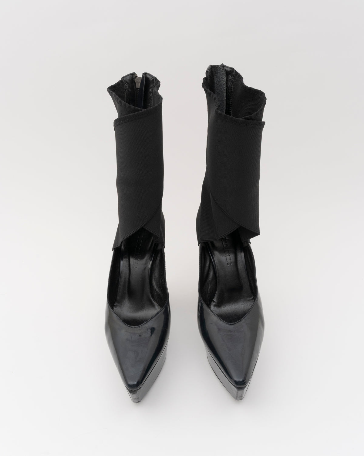 2000s JIL SANDER Black Patent Ankle-Cuff Platform Heels (6.5)
