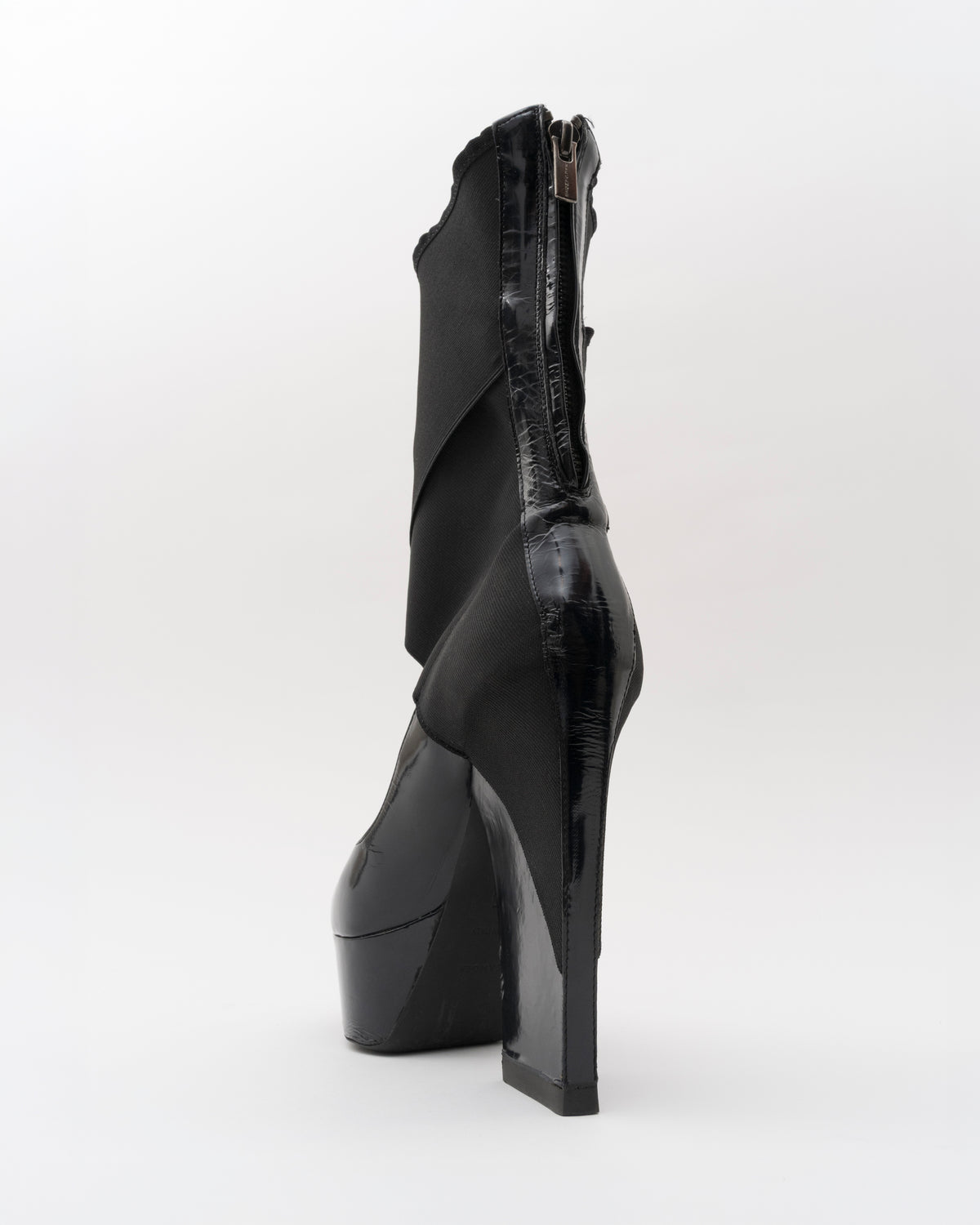 2000s JIL SANDER Black Patent Ankle-Cuff Platform Heels (6.5)