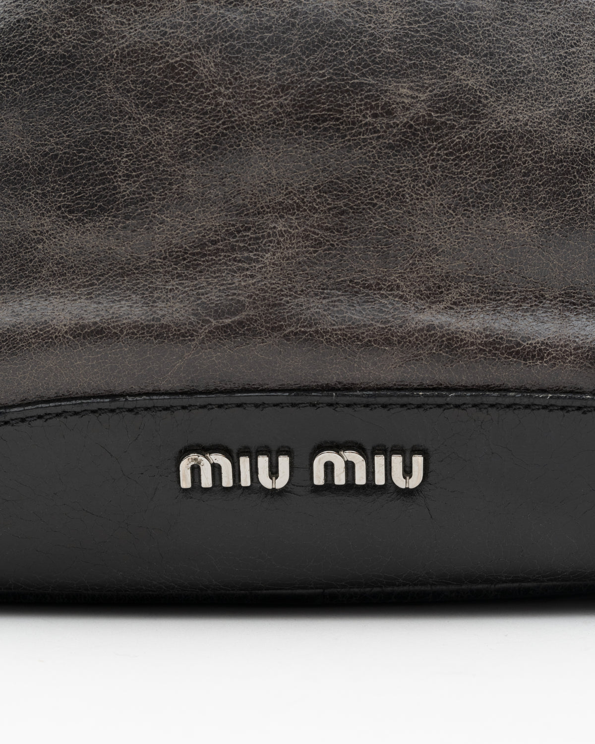 2000s MIU MIU Distressed Two-Tone Leather Bowler Bag