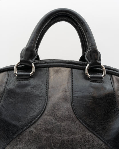 2000s MIU MIU Distressed Two-Tone Leather Bowler Bag