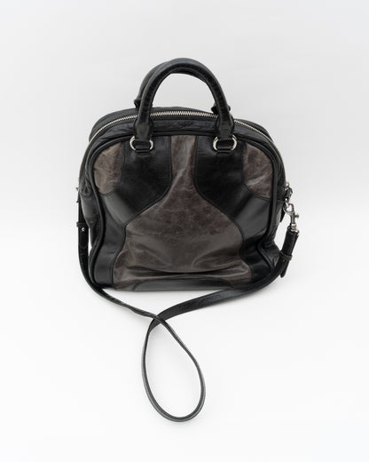 2000s MIU MIU Distressed Two-Tone Leather Bowler Bag