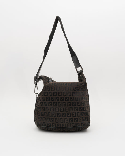 2000s FENDI Chocolate Zucchino Slouchy Hobo Bag