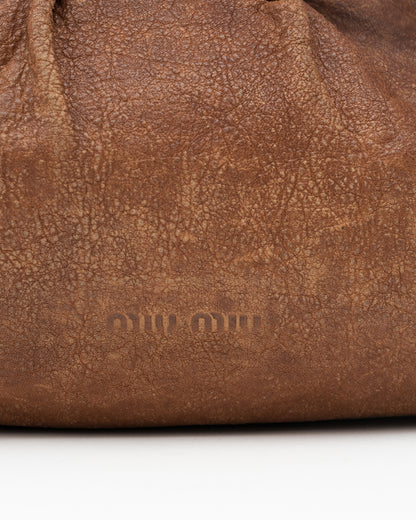 90s Rare MIU MIU Tortoiseshell Resin Clasp Tan Leather Frame Bag
