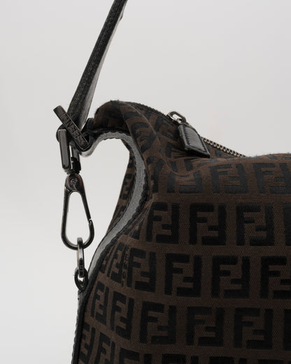 2000s FENDI Chocolate Zucchino Slouchy Hobo Bag