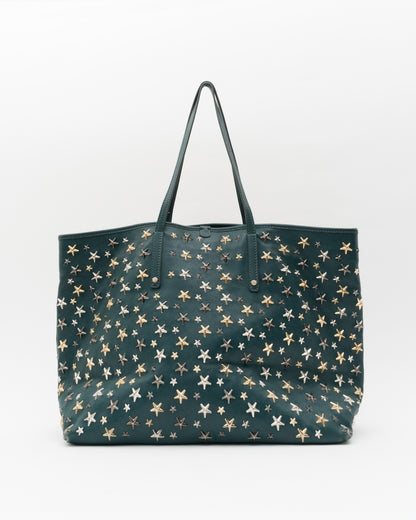 2000s JIMMY CHOO Teal Large Sasha Tote