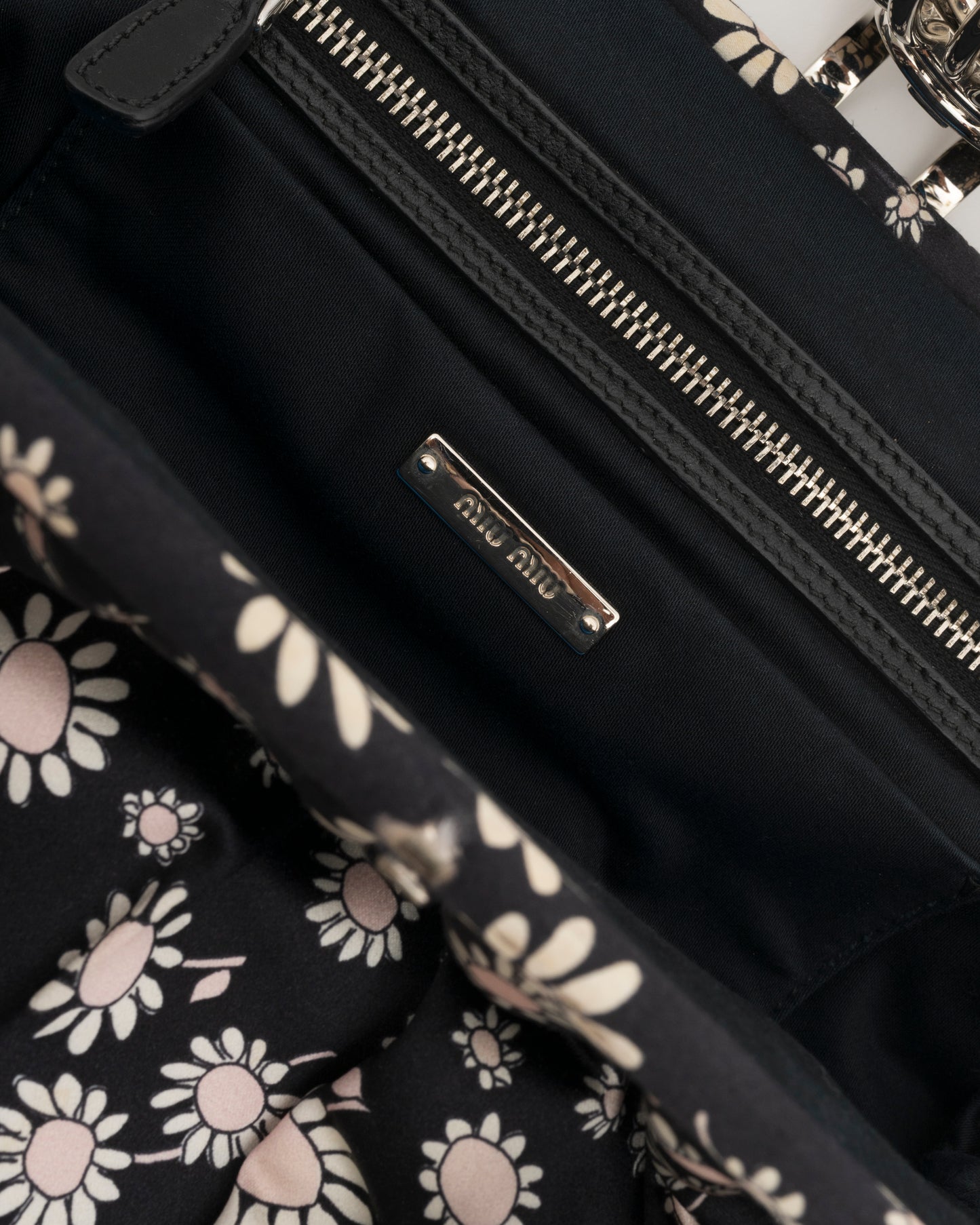 2000s MIU MIU Navy Silk Flower Bag
