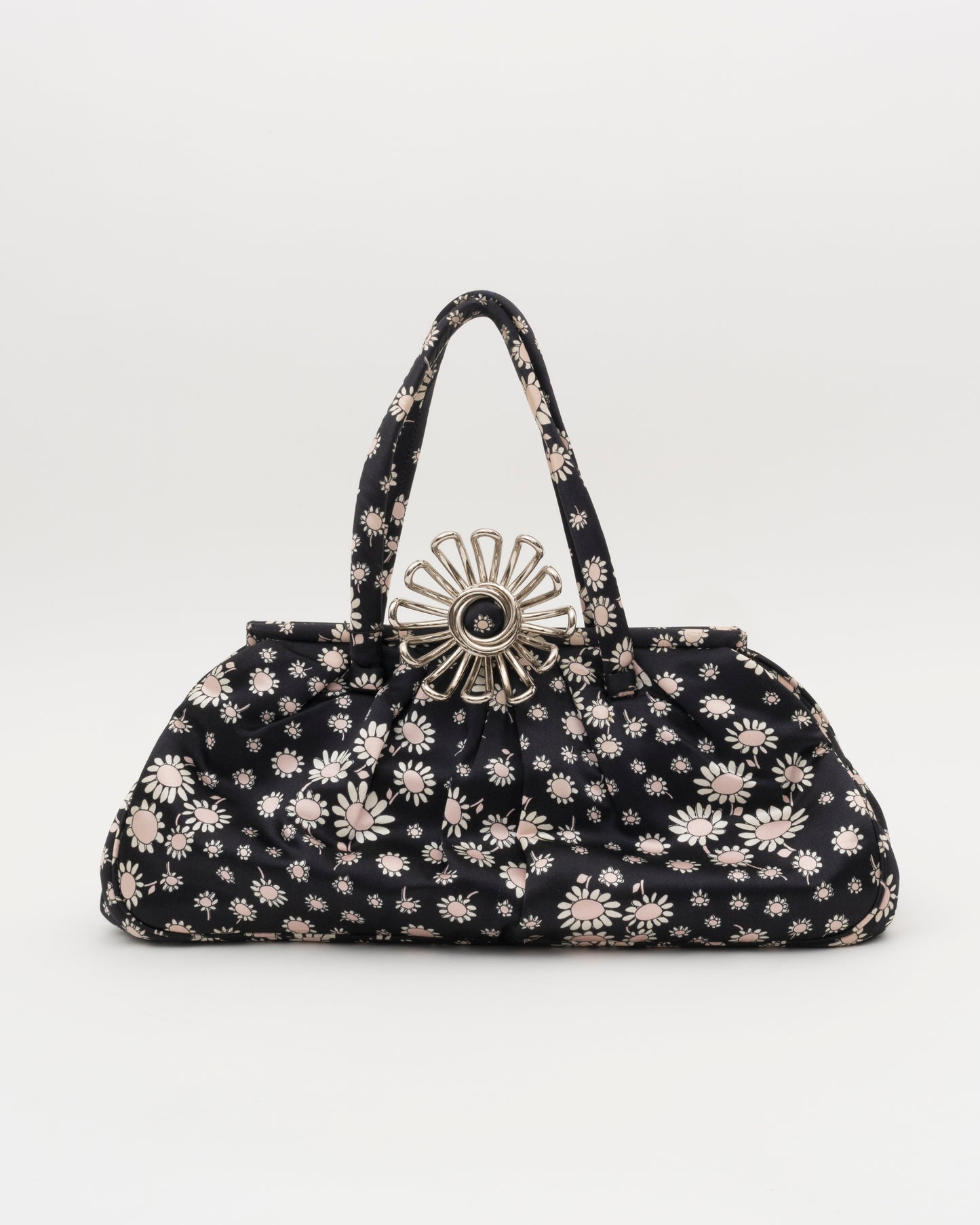 2000s MIU MIU Navy Silk Flower Bag