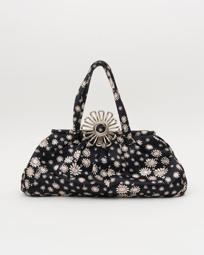 2000s MIU MIU Navy Silk Flower Bag