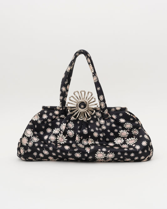 2000s MIU MIU Navy Silk Flower Bag