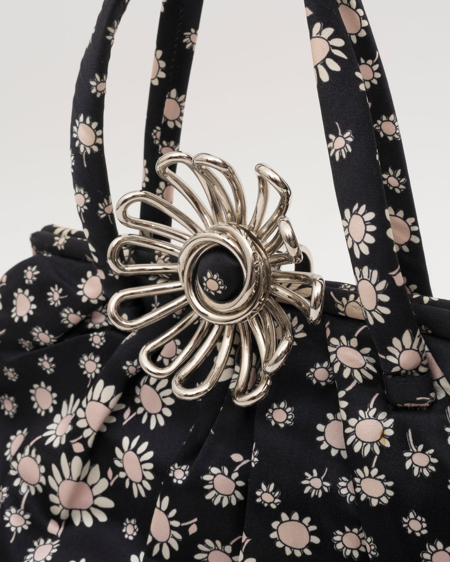 2000s MIU MIU Navy Silk Flower Bag