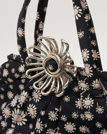 2000s MIU MIU Navy Silk Flower Bag