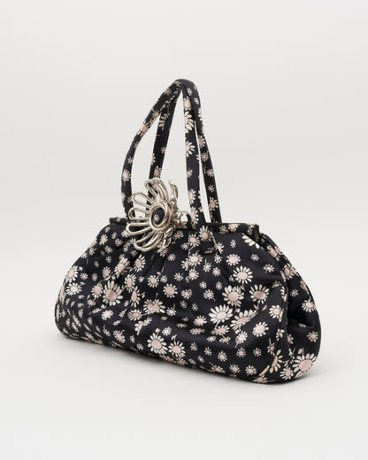 2000s MIU MIU Navy Silk Flower Bag