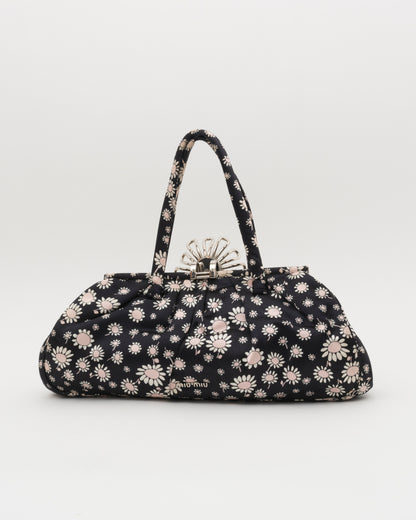 2000s MIU MIU Navy Silk Flower Bag