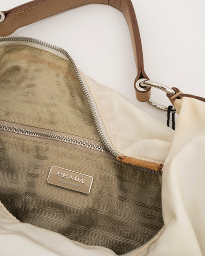 2000s PRADA Limited-Edition "Print & Sketch Embroidery" Tessuto Hobo Bag (as is)