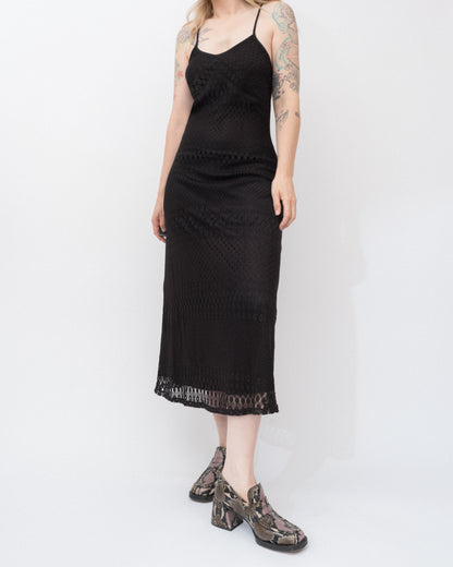 Vintage 90s Black Lace Slip Dress (M)