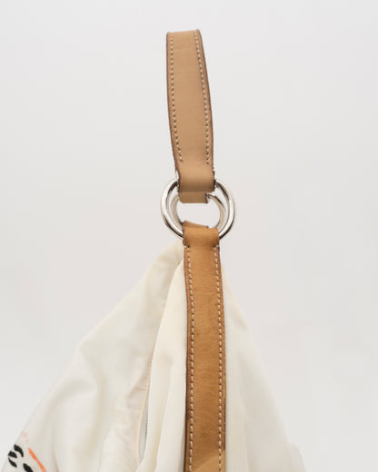 2000s PRADA Limited-Edition "Print & Sketch Embroidery" Tessuto Hobo Bag (as is)