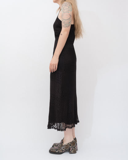 Vintage 90s Black Lace Slip Dress (M)