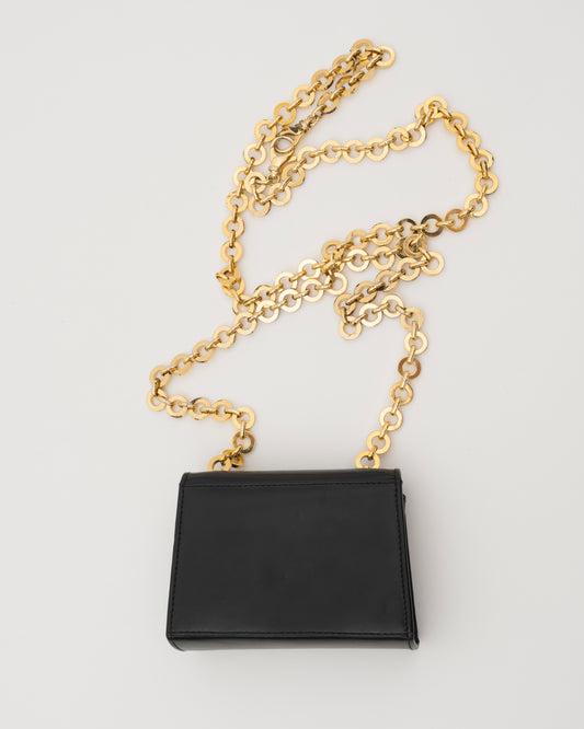 2000s SALVATORE FERRAGAMO Black Leather Gancini Mini Bag