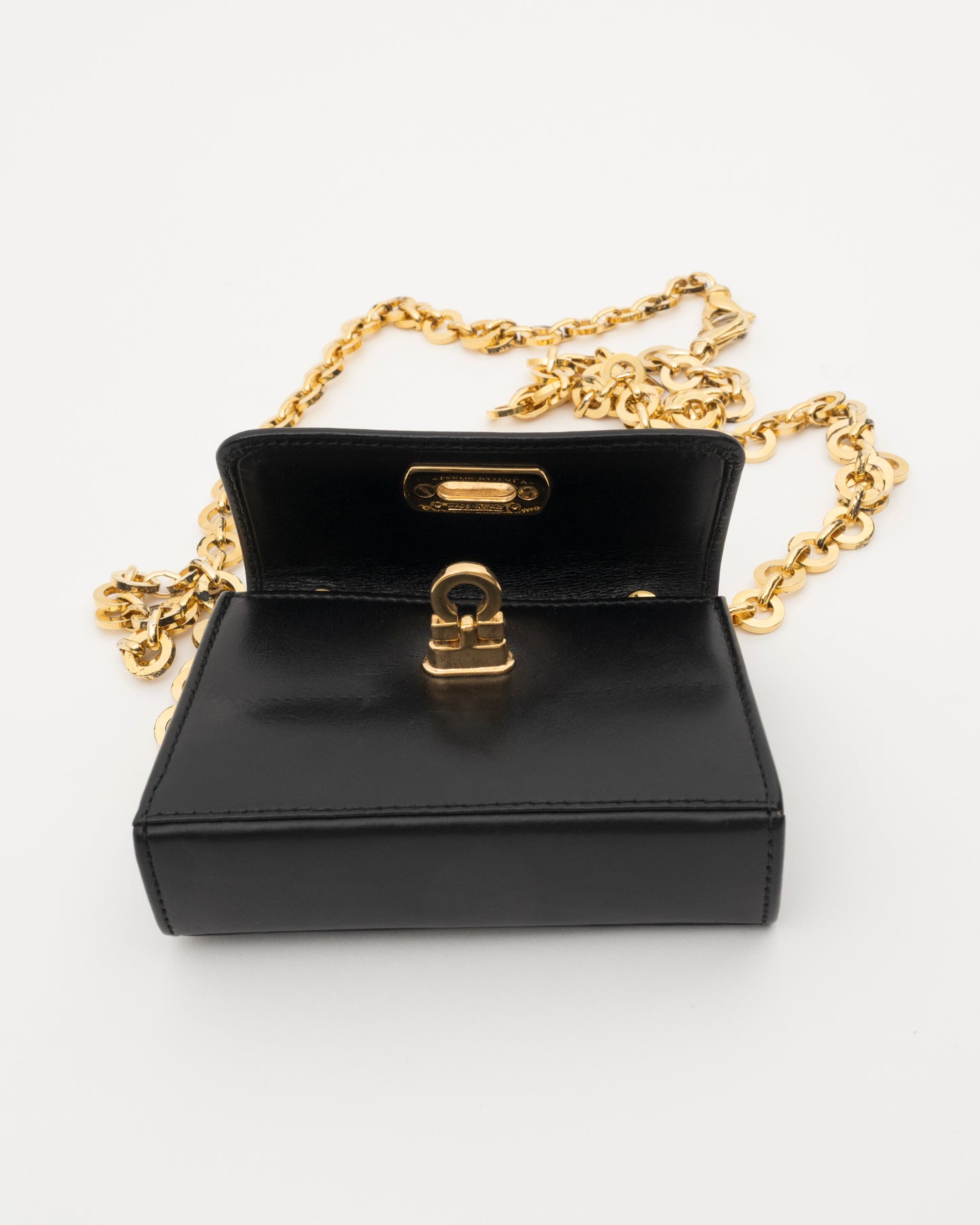 2000s SALVATORE FERRAGAMO Black Leather Gancini Mini Bag