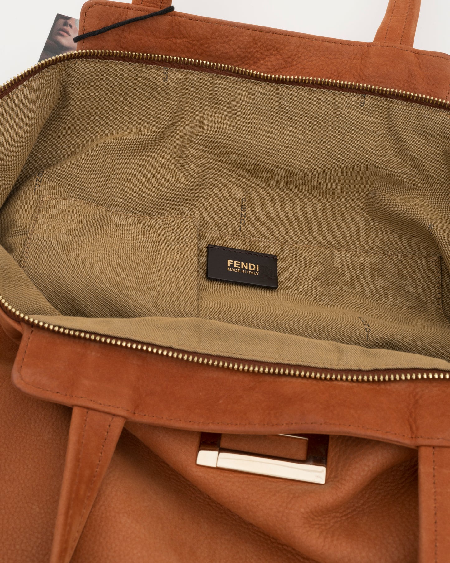 2000s FENDI Whiskey SECRET CODE Leather Bag