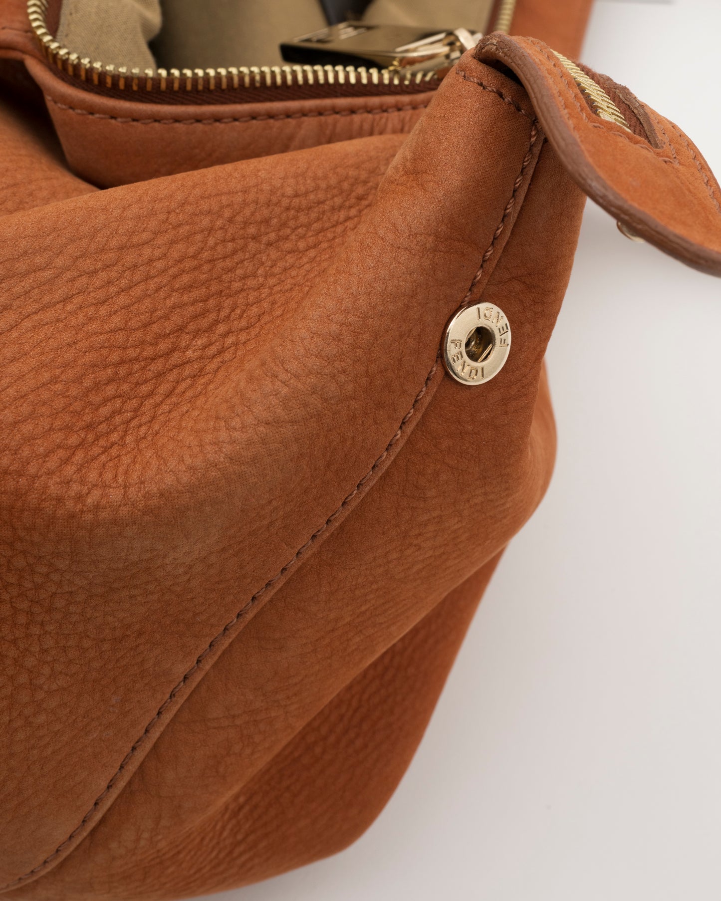 2000s FENDI Whiskey SECRET CODE Leather Bag