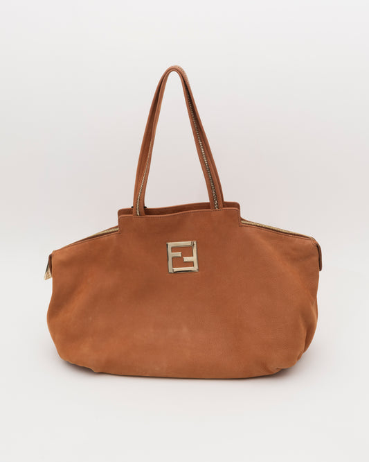 2000s FENDI Whiskey SECRET CODE Leather Bag