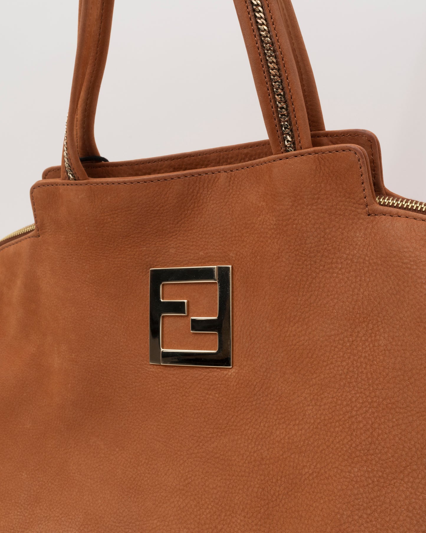 2000s FENDI Whiskey SECRET CODE Leather Bag