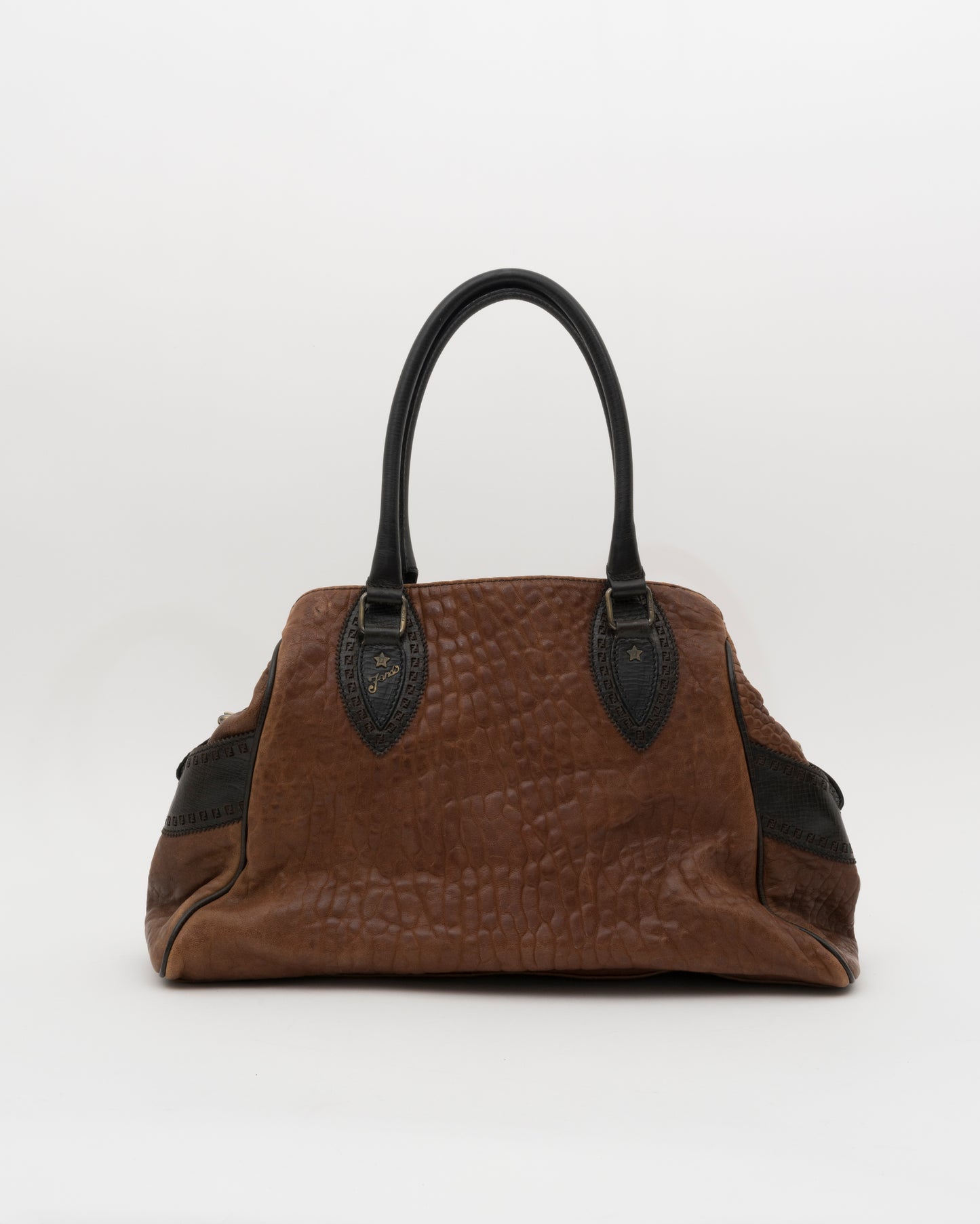 2000s FENDI Brown Leather Large Etniko Du Jour Bag