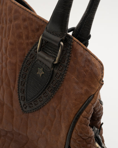 2000s FENDI Brown Leather Large Etniko Du Jour Bag
