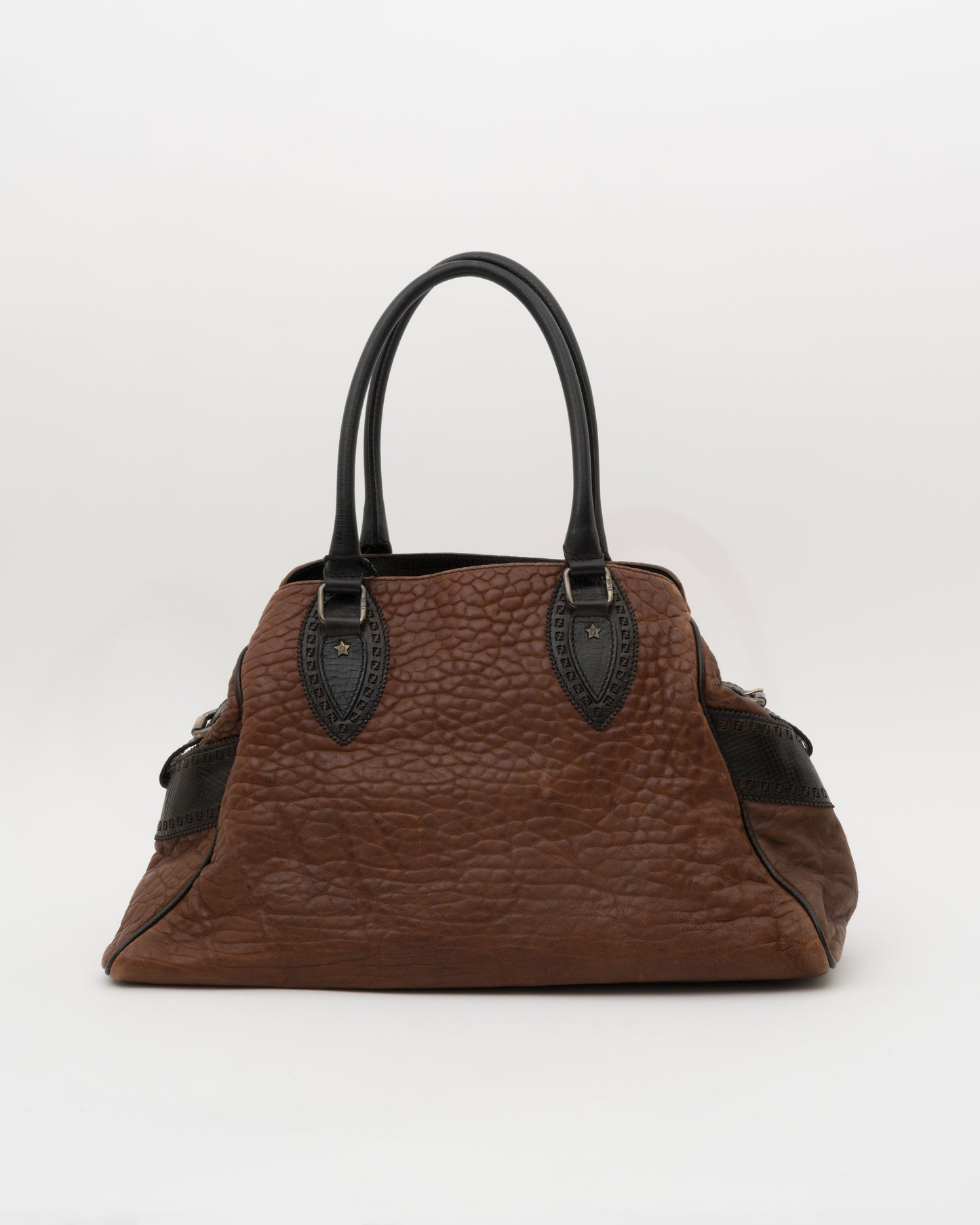 2000s FENDI Brown Leather Large Etniko Du Jour Bag