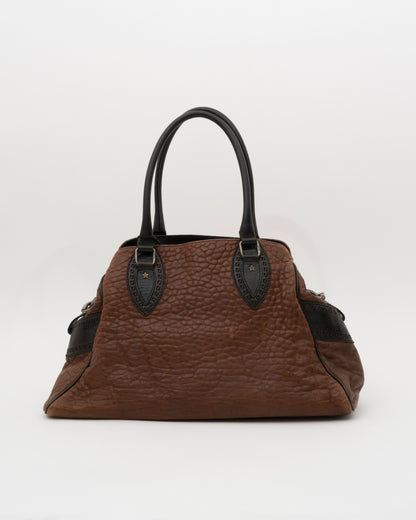 2000s FENDI Brown Leather Large Etniko Du Jour Bag