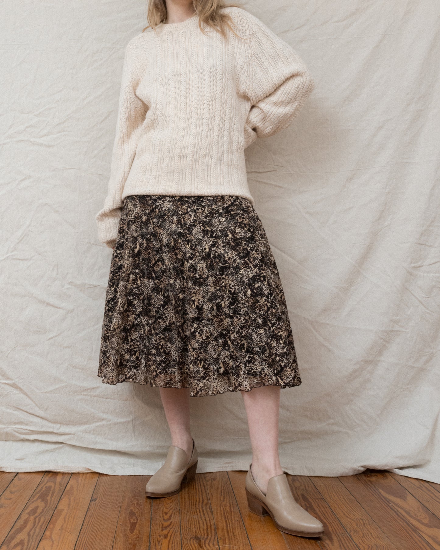 Vintage Cream Chunky Knit Sweater (S/M)