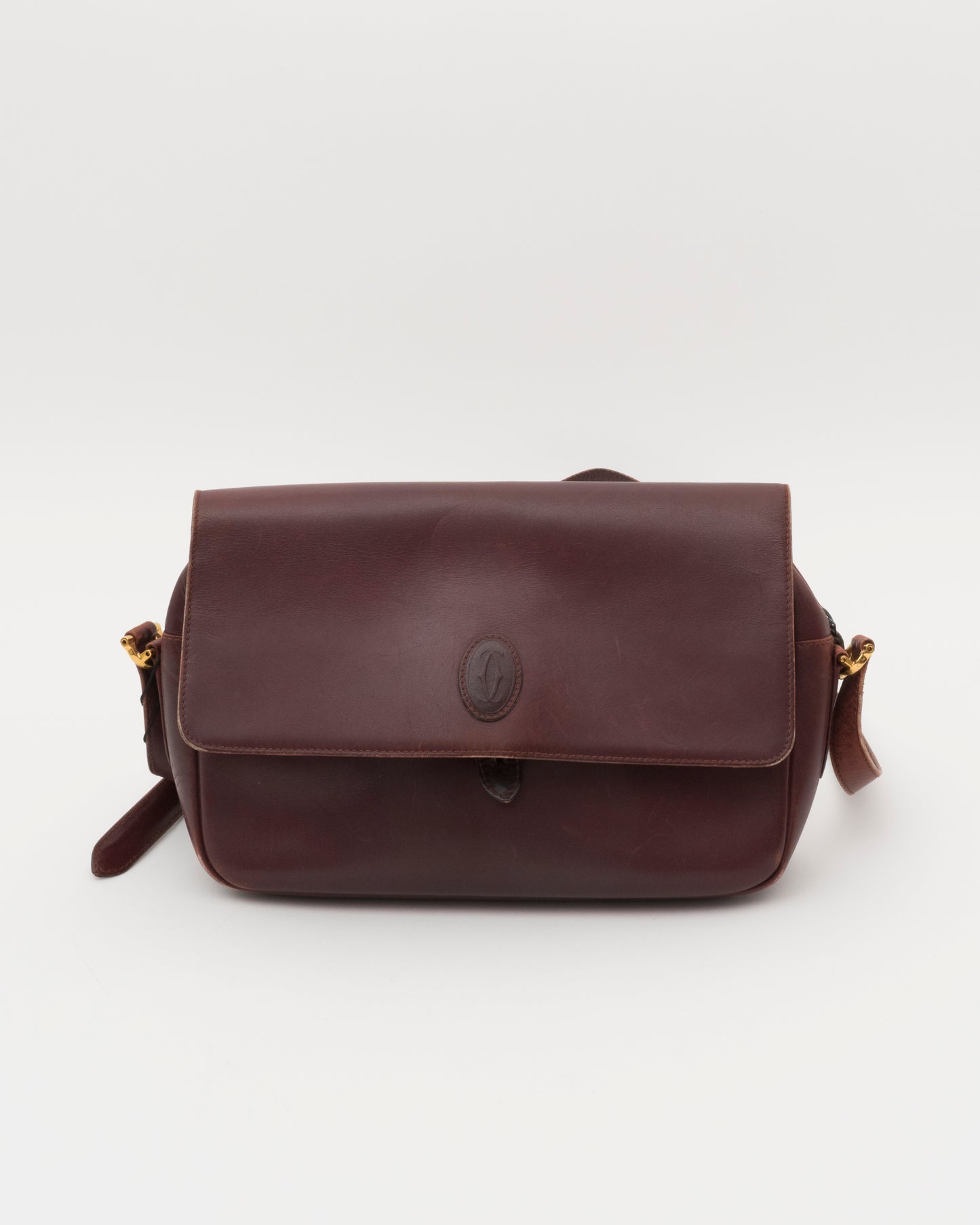 80s CARTIER Burgundy Leather Shoulder Bag (as is)