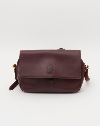 80s CARTIER Burgundy Leather Shoulder Bag (as is)