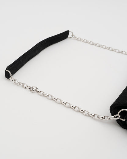 2000s SWAROVSKI Black Suede Crystal Shoulder Bag