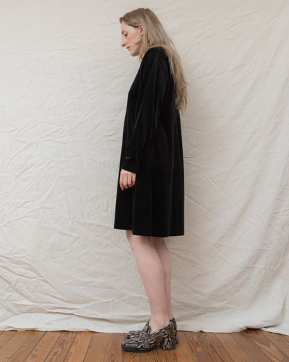 Vintage Black Velvet Dress (S-L)