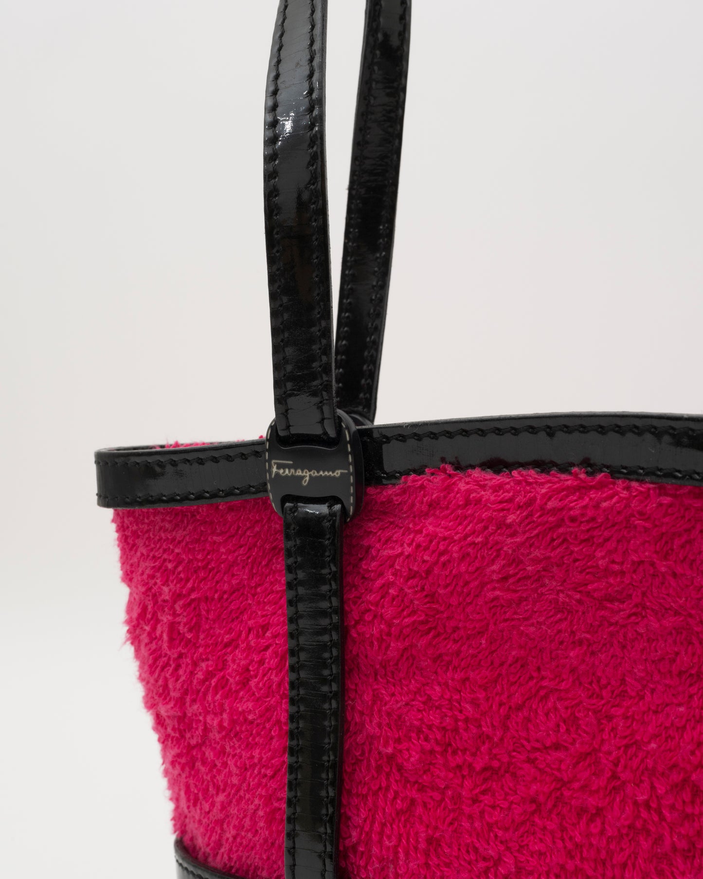 2000s SALVATORE FERRAGAMO 2in1 Terry Cloth Cage Bag