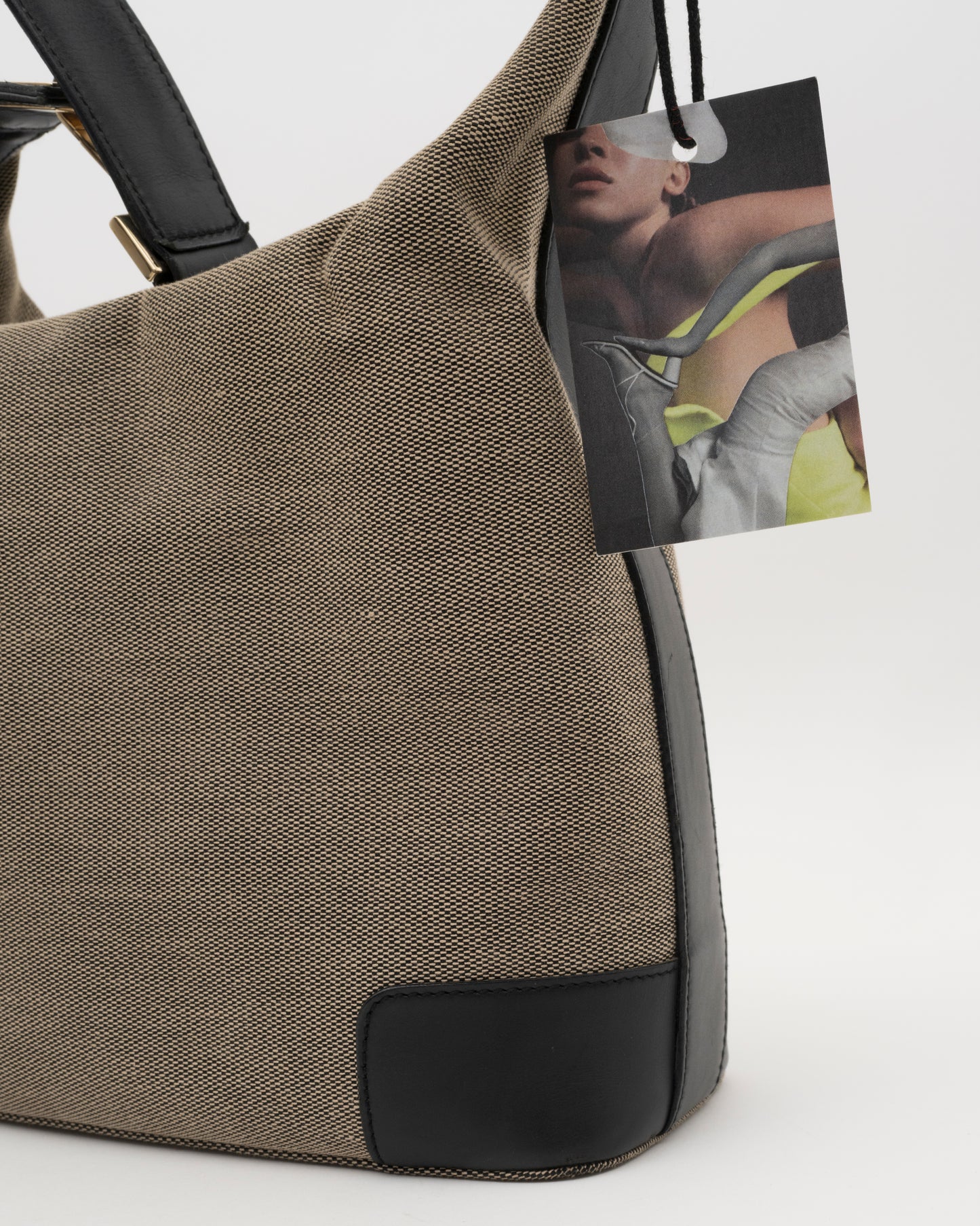 90s GUCCI Beige and Black Canvas Bag
