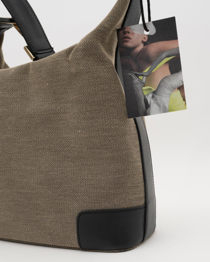 90s GUCCI Beige and Black Canvas Bag