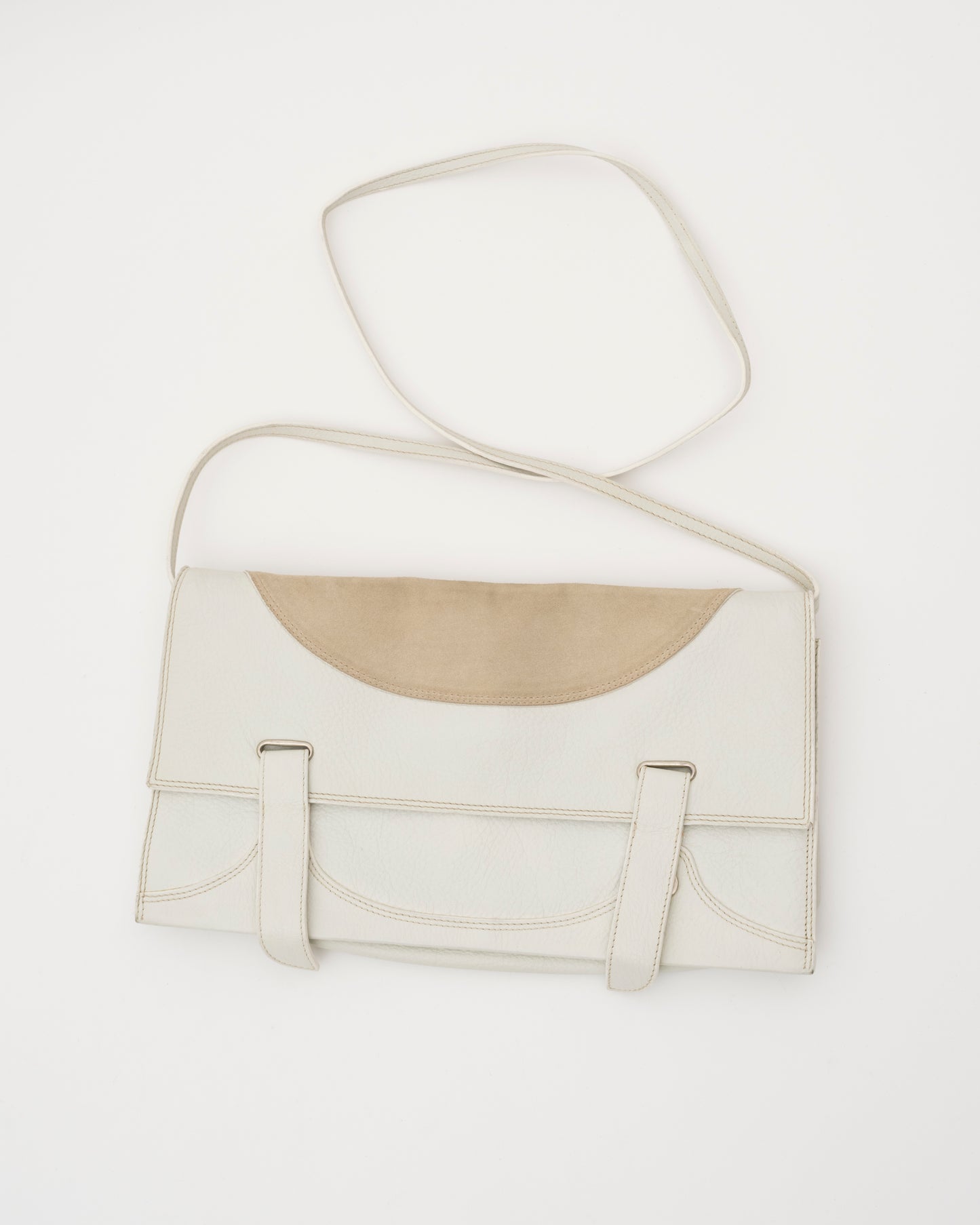 2000s MIU MIU Ivory Leather Envelope Bag