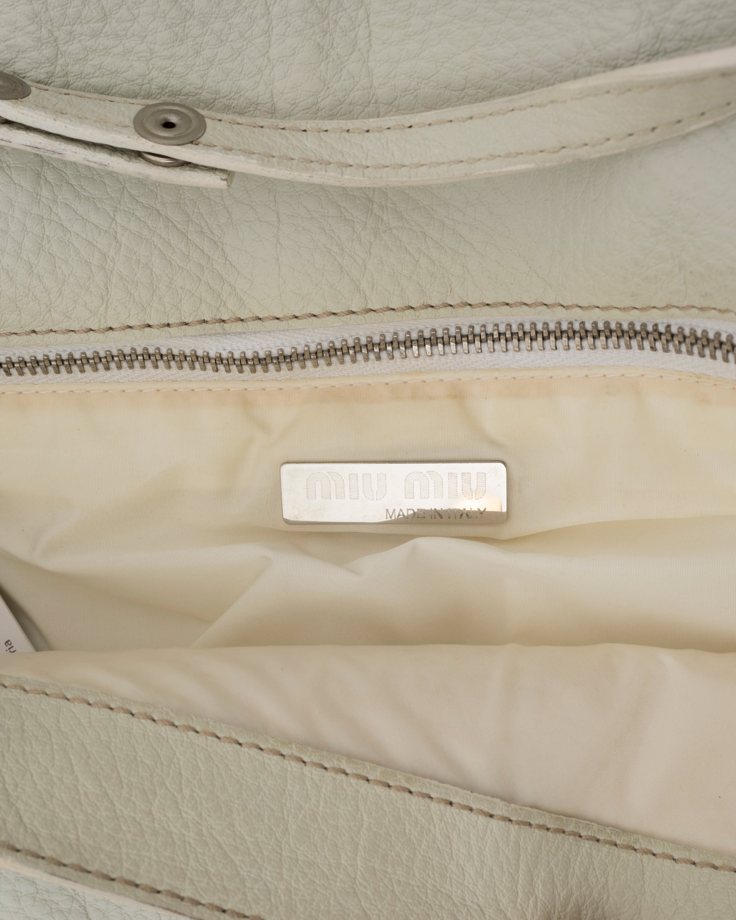 2000s MIU MIU Ivory Leather Envelope Bag