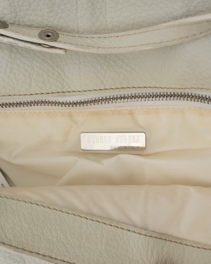 2000s MIU MIU Ivory Leather Envelope Bag