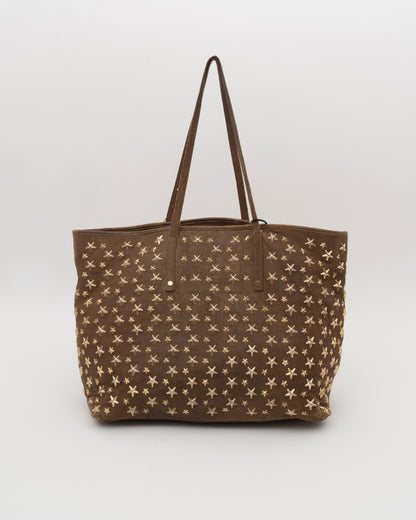 2000s JIMMY CHOO Brown Metallic Large Sasha Tote (as is)