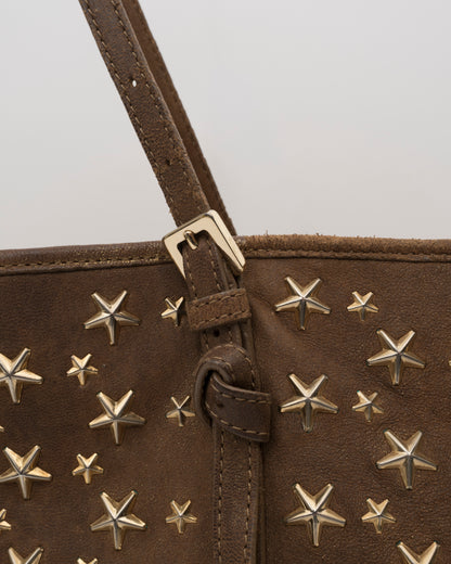2000s JIMMY CHOO Brown Metallic Large Sasha Tote (as is)