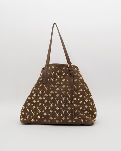 2000s JIMMY CHOO Brown Metallic Large Sasha Tote (as is)