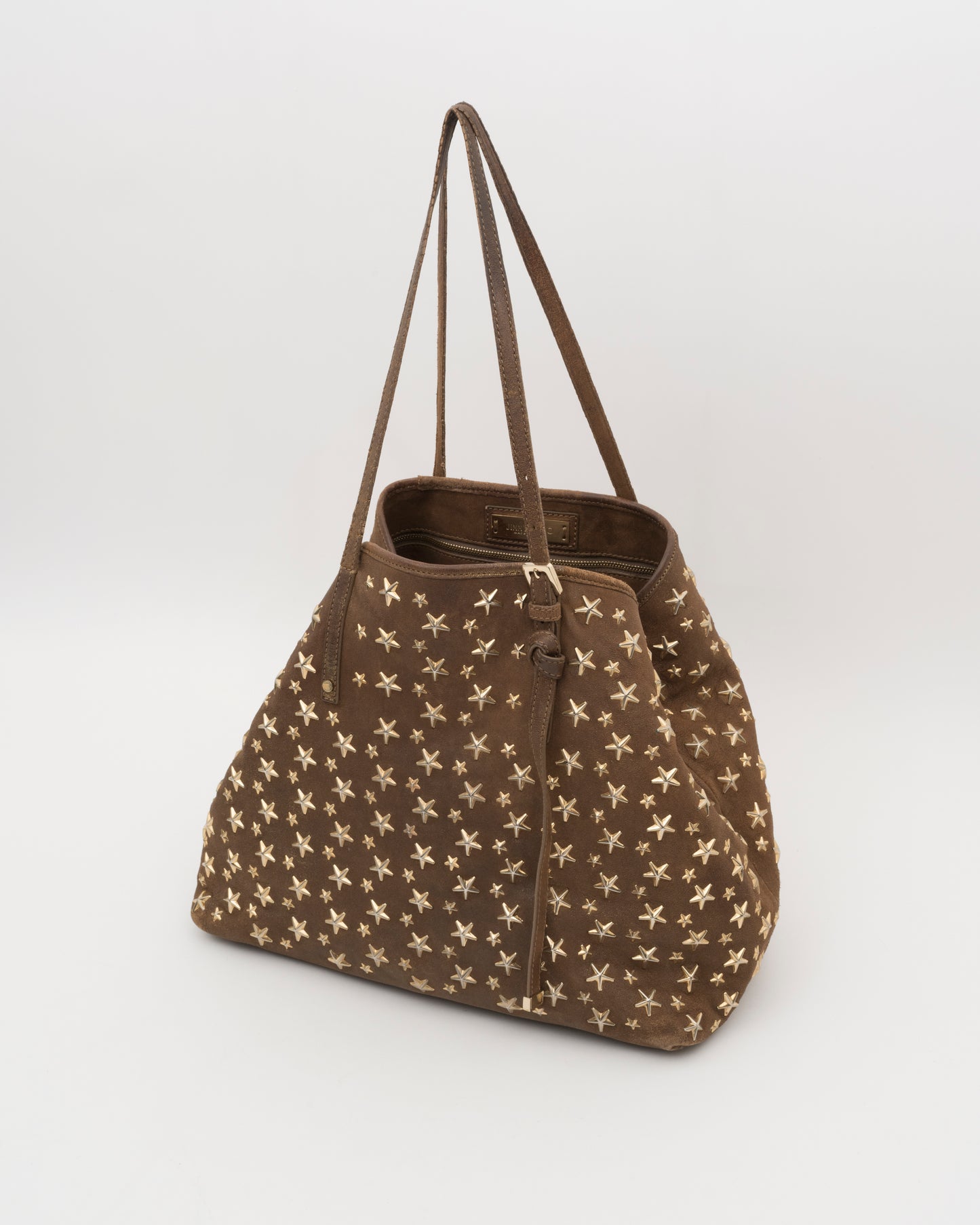 2000s JIMMY CHOO Brown Metallic Large Sasha Tote (as is)