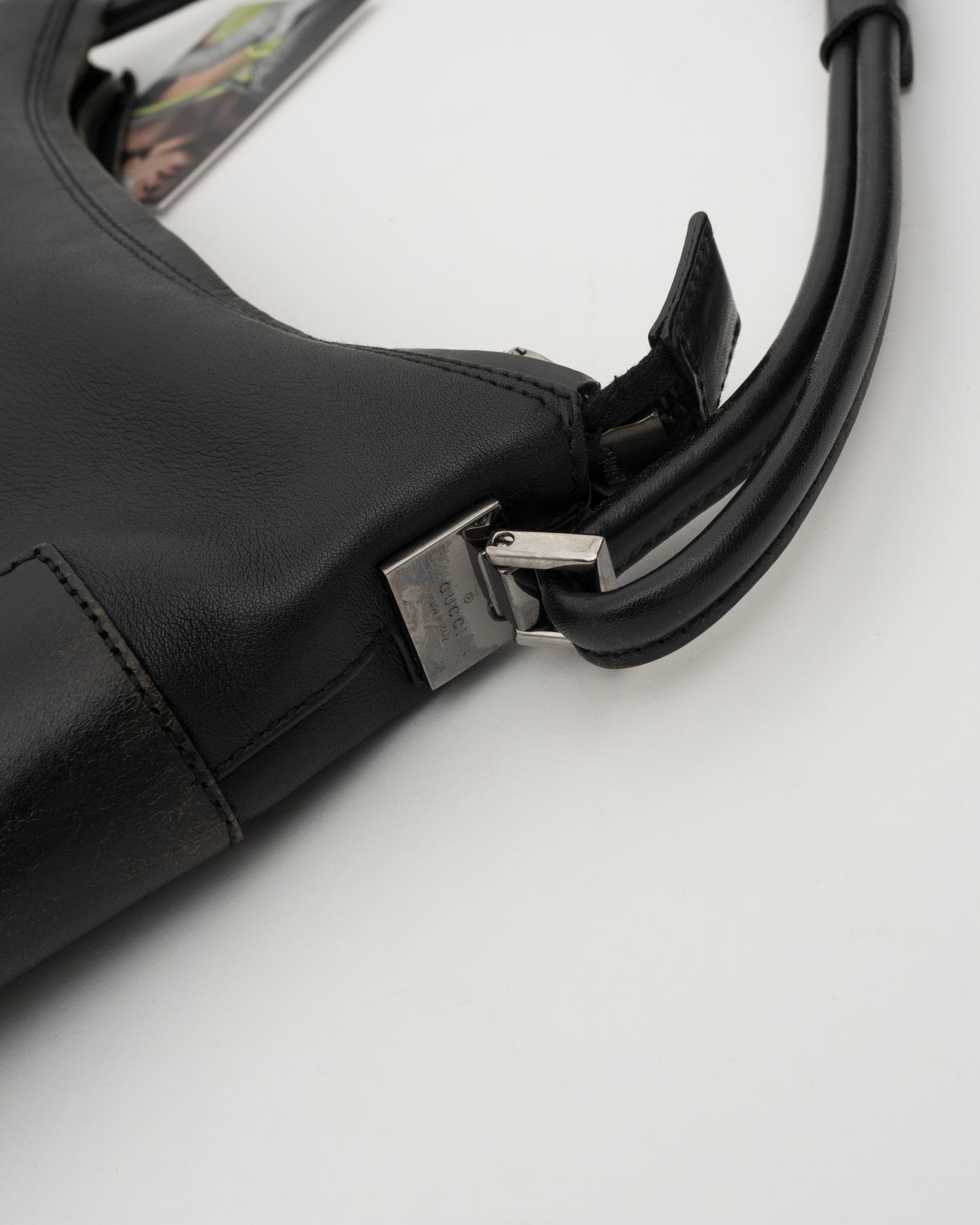 90s GUCCI Tom Ford Era Black Leather Hobo Bag