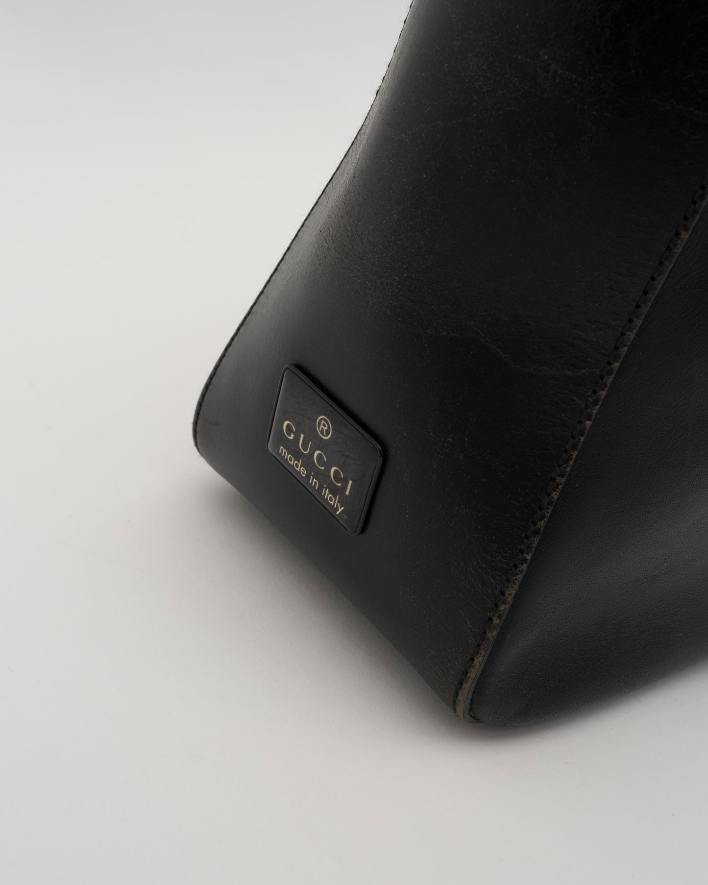 90s GUCCI Tom Ford Era Black Leather Hobo Bag